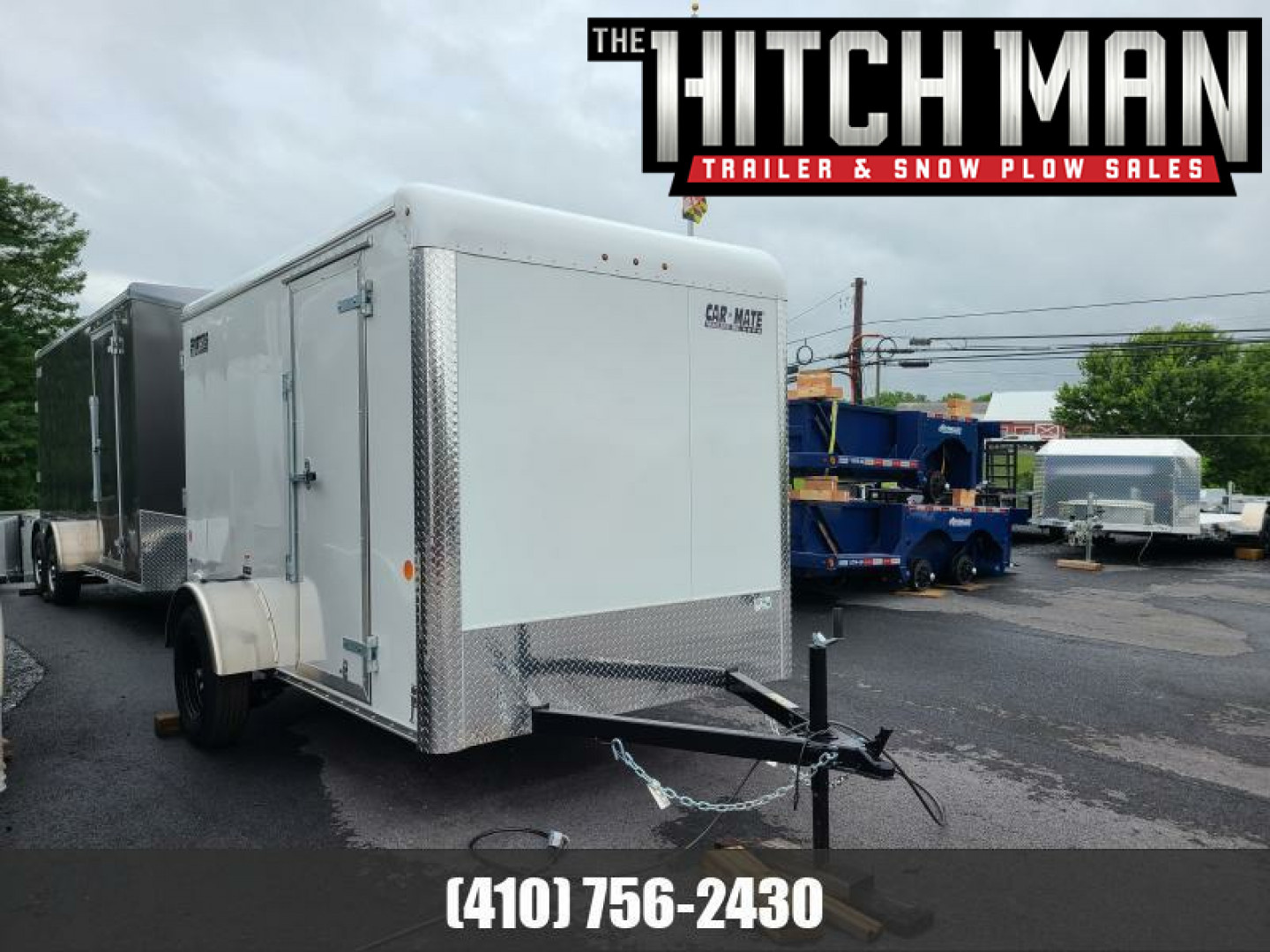 New 6 x 10 Car-Mate Sportster Enclosed Cargo Trailer 3K  ***White w/Ramp Door, 12v Int. Light, Wall Vents, Black Wheels
