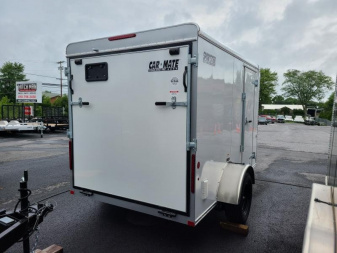 New 6 x 10 Car-Mate Sportster Enclosed Cargo Trailer 3K  ***White w/Ramp Door, 12v Int. Light, Wall Vents, Black Wheels