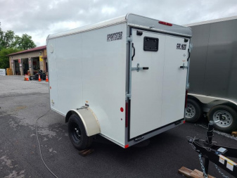 New 6 x 10 Car-Mate Sportster Enclosed Cargo Trailer 3K  ***White w/Ramp Door, 12v Int. Light, Wall Vents, Black Wheels