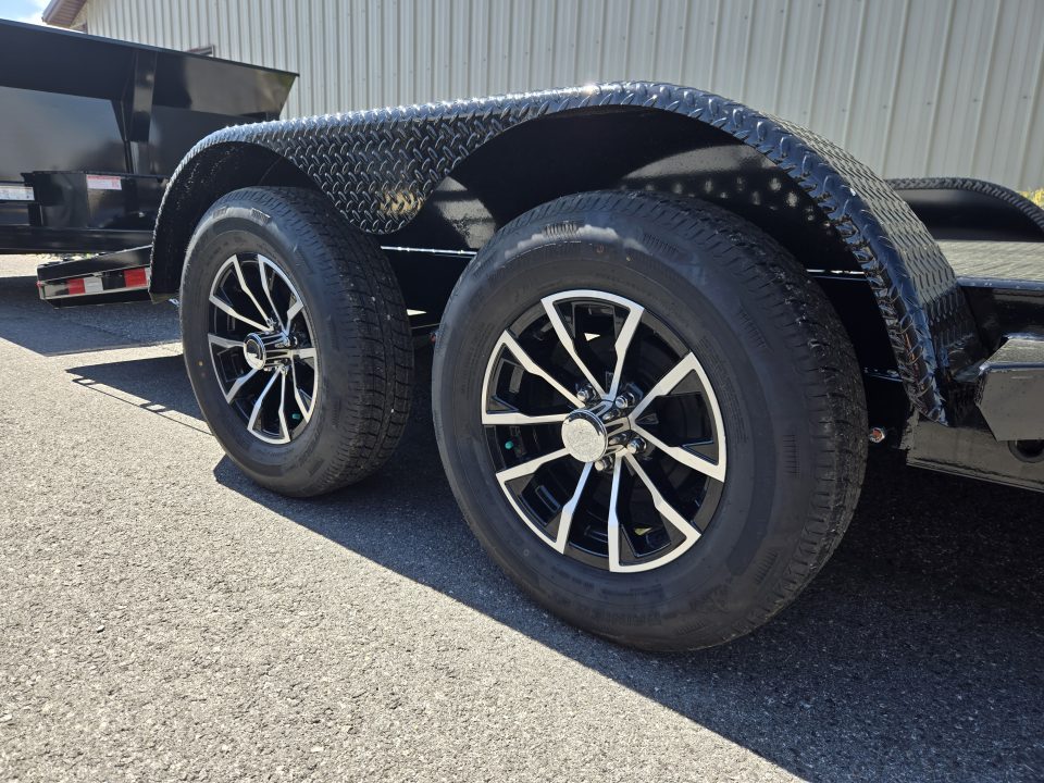 New 7 x 18 Sure Trac Steel Deck Car Hauler, 7K GVWR ***w/Removable Fenders(both), Winch Mounting Plate, Aluminum Wheels