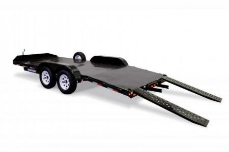 New 7 x 18 Sure Trac Steel Deck Car Hauler, 7K GVWR ***w/Removable Fenders(both), Winch Mounting Plate, Aluminum Wheels