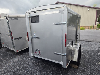 New 5 X 8 Homesteader Challenger Cargo, 3k GVWR **Silver w/Side Dr, Wall Vents, Int. Light