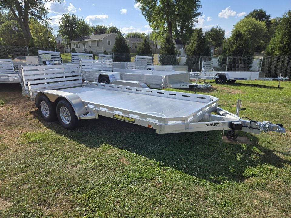 New 6.5' x 16' ALUMA 7816 Utility Trailer 7K GVWR **w/Bi-Fold Rear Gate, (6) Recessed Tie Downs, Stab Jacks