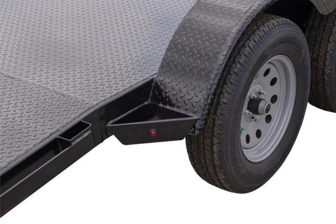 New 7 x 20 Sure Trac Steel Deck Car Hauler, 10k GVWR **w/ Both Removable Fenders, Winch Plate, Alum Wheels, Toolbox