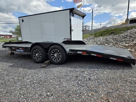 New 7 x 20 Sure Trac Steel Deck Car Hauler, 10k GVWR **w/ Both Removable Fenders, Winch Plate, Alum Wheels, Toolbox