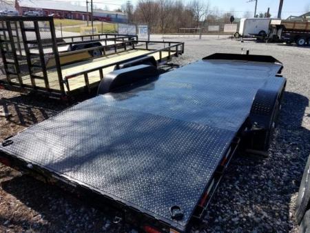 New 7 x 20 Sure Trac Steel Deck Car Hauler, 10k GVWR **w/ Both Removable Fenders, Winch Plate, Alum Wheels, Toolbox