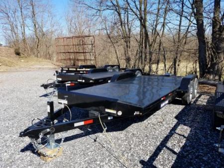 New 7 x 20 Sure Trac Steel Deck Car Hauler, 10k GVWR **w/ Both Removable Fenders, Winch Plate, Alum Wheels, Toolbox