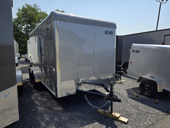 New 7 x 14 Car-Mate Custom Cargo Trailer 7k  ***Silver w/Ramp Door & 6  Extra Height