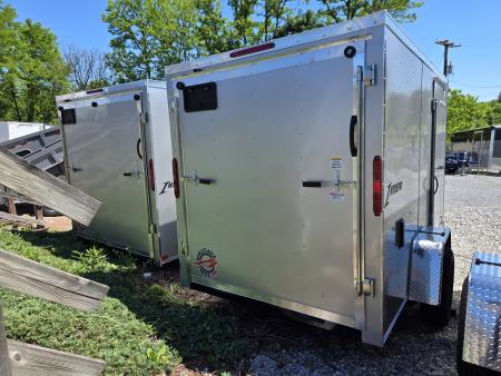 New 6 x 10 Homesteader Intrepid V-Nose Cargo Trailer, 3k GVWR **Silver PolyCor w/ Ramp Door, Tie Dns