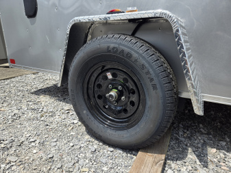 New 6 x 12 Homesteader Intrepid V-Nose Cargo Trailer, 3k GVWR **Silver w/Ramp Door Pkg & 6" Extra Height