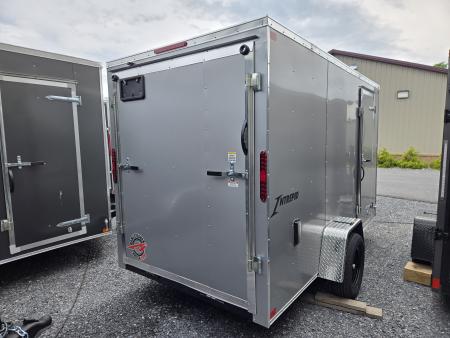 New 6 x 12 Homesteader Intrepid V-Nose Cargo Trailer, 3k GVWR **Silver Composite w/Ramp Door Pkg & 6" Extra Height