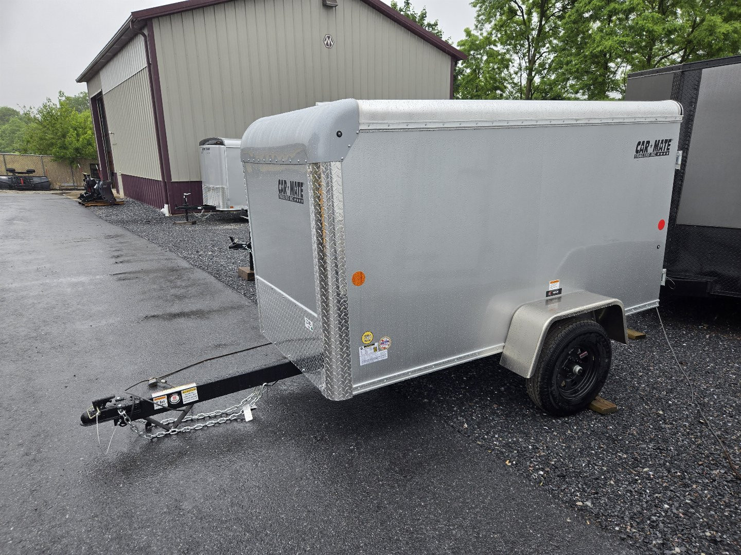 New 4 x 8.5 Car-Mate Custom Cargo Trailer, 2k GVWR **Silver w/12v Int. Light & Black Spoke Wheels
