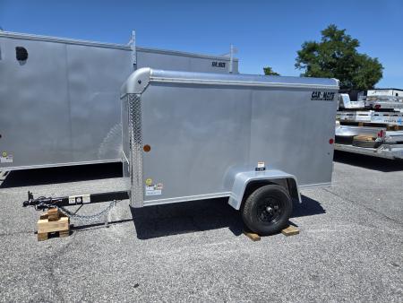 New 4 x 8.5 Car-Mate Custom Cargo Trailer, 2k GVWR **Silver w/12v Int. Light & Black Spoke Wheels
