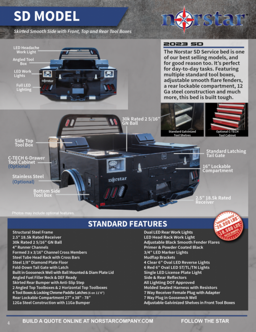 New 2025 Norstar SD 86X90X56 Truck Bed