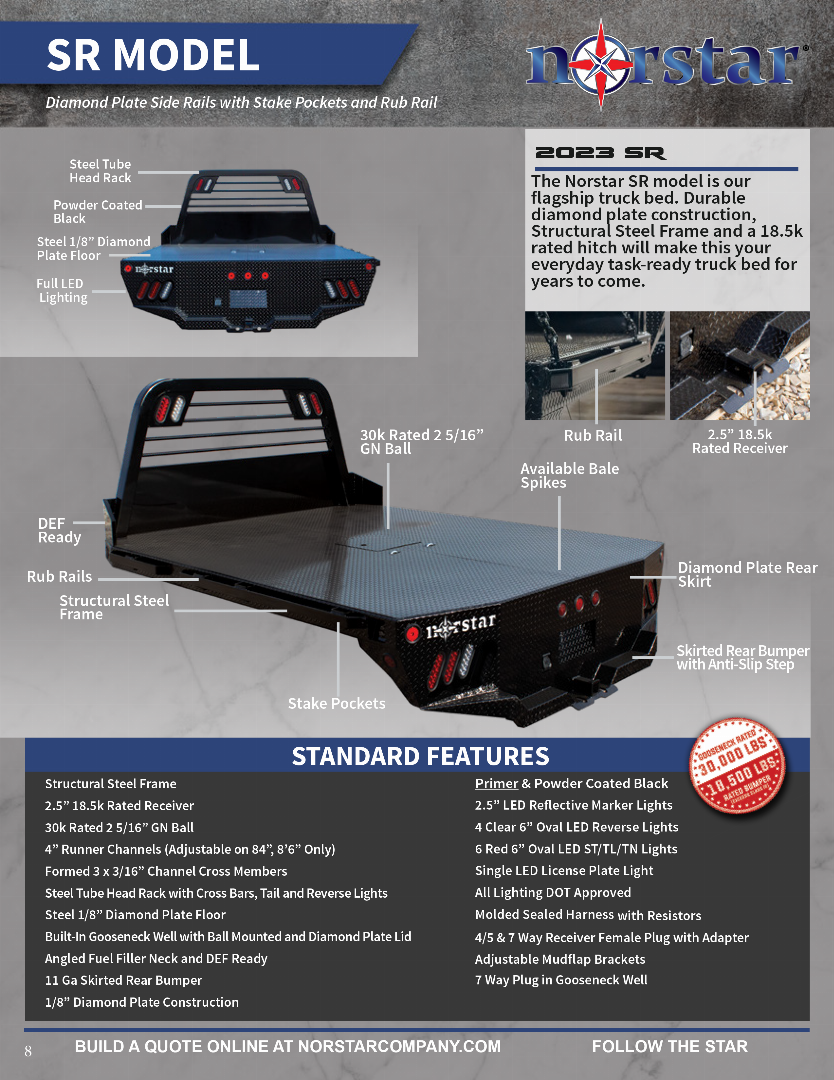 New 2024 Norstar SR 8'6" X 84" 56 CTA Truck Bed
