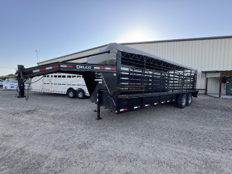 Used 2021 Delco Trailers 6 ft 8 in x 24 ft Gooseneck Stock Tarp 7K Axles