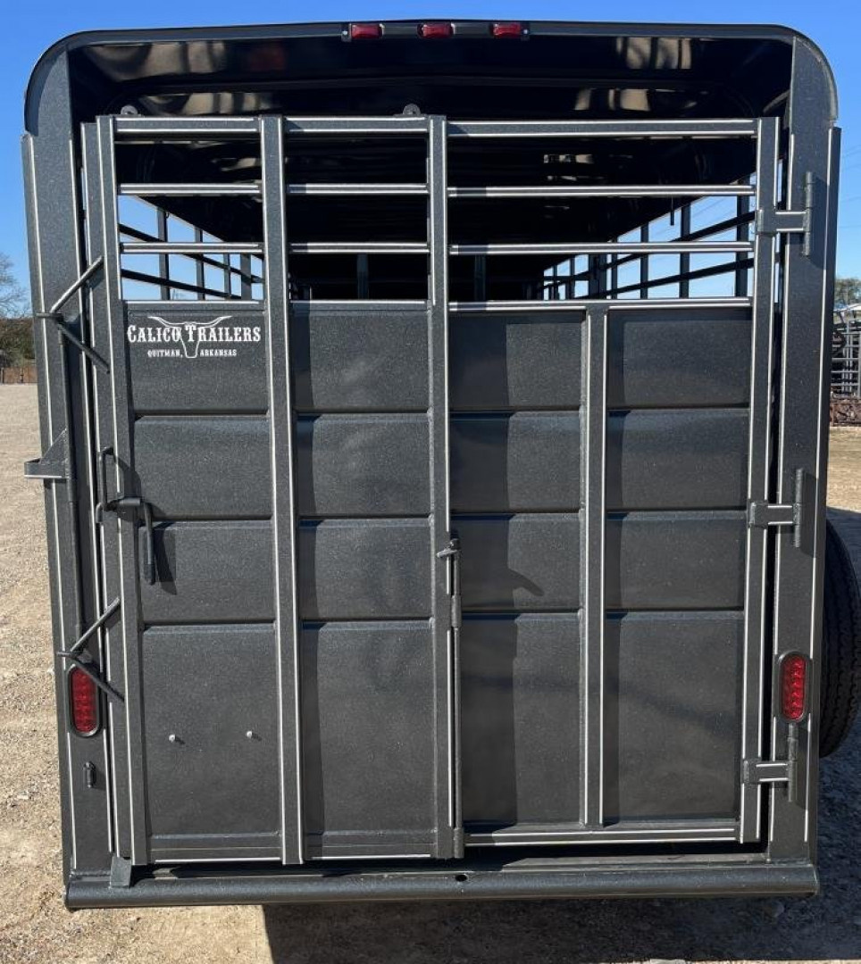New 2024 Calico Trailers 6 ft 6 in x 6 ft x 20 ft. Gooseneck Swing Slide Rear Stock / Stock Combo Trailer