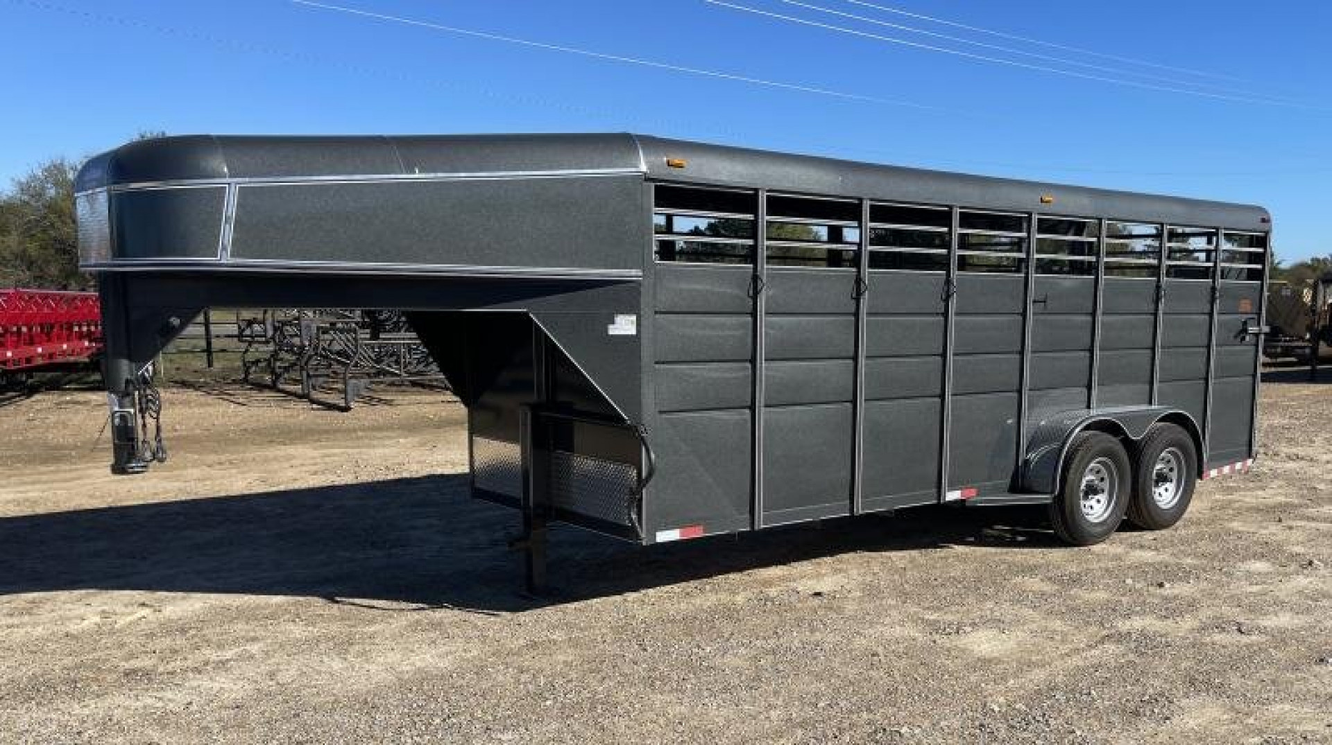 New 2024 Calico Trailers 6 ft 6 in x 6 ft x 20 ft. Gooseneck Swing Slide Rear Stock / Stock Combo Trailer
