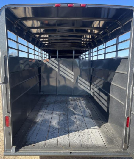 New 2024 Calico Trailers 6 ft 6 in x 6 ft x 20 ft. Gooseneck Swing Slide Rear Stock / Stock Combo Trailer