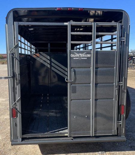 New 2024 Calico Trailers 6 ft 6 in x 6 ft x 20 ft. Gooseneck Swing Slide Rear Stock / Stock Combo Trailer
