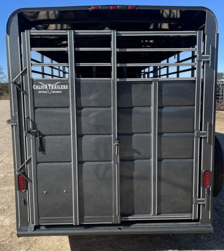 New 2024 Calico Trailers 6 ft 6 in x 6 ft x 20 ft. Gooseneck Swing Slide Rear Stock / Stock Combo Trailer
