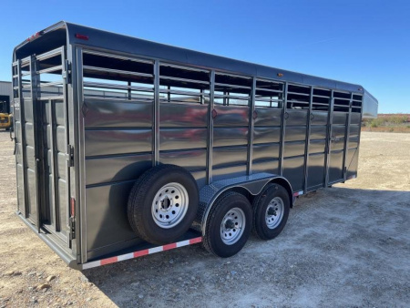 New 2024 Calico Trailers 6 ft 6 in x 6 ft x 20 ft. Gooseneck Swing Slide Rear Stock / Stock Combo Trailer