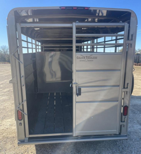 New 2024 Calico Trailers 6 ft. x 16 ft. Gooseneck Stock Swing Slide Rear Stock / Stock Combo Trailer
