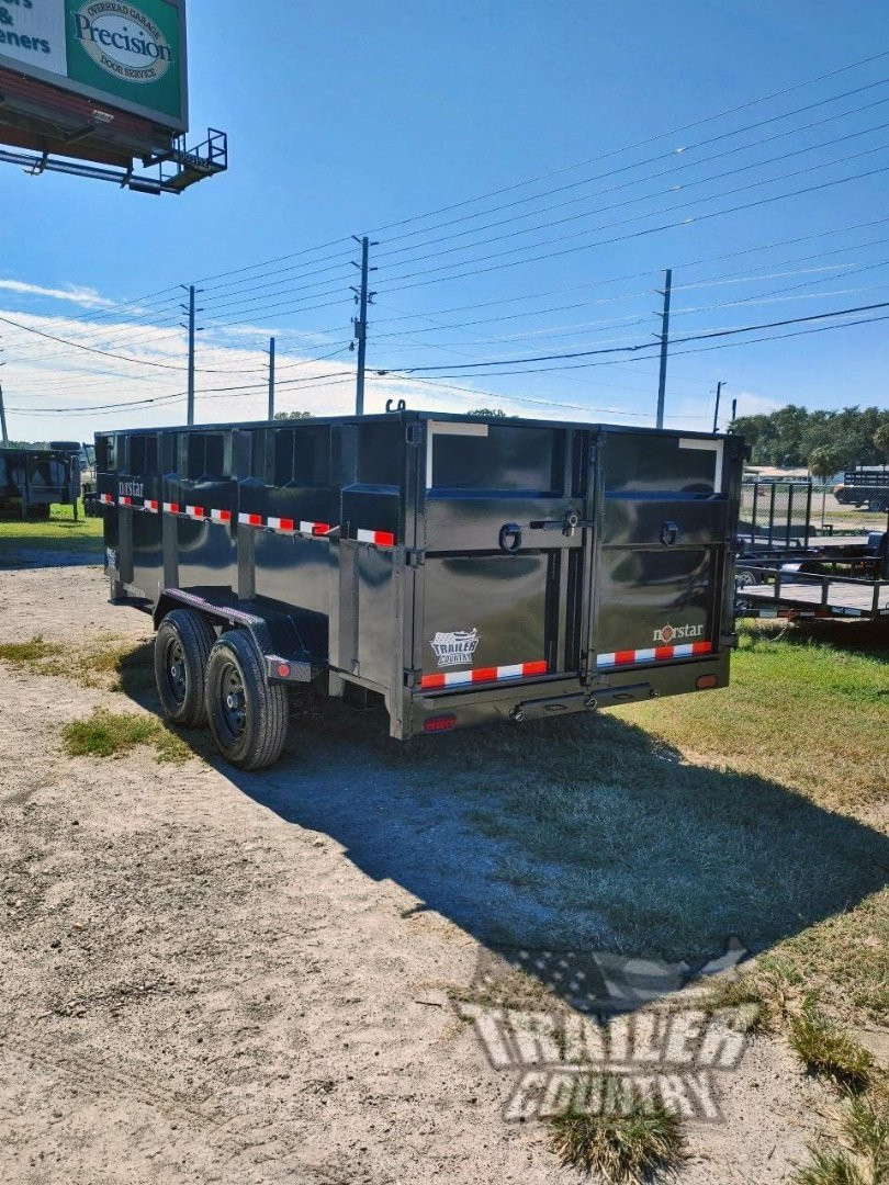 New Brand New 7'x16' Tandem Axle, Bumper Pull, 3 Stage Telescopic Cylinder Dump Trlr