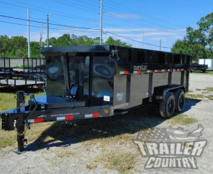New Brand New 7'x16' Tandem Axle, Bumper Pull, 3 Stage Telescopic Cylinder Dump Trlr