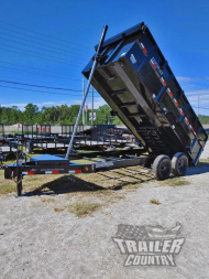 New Brand New 7'x16' Tandem Axle, Bumper Pull, 3 Stage Telescopic Cylinder Dump Trlr