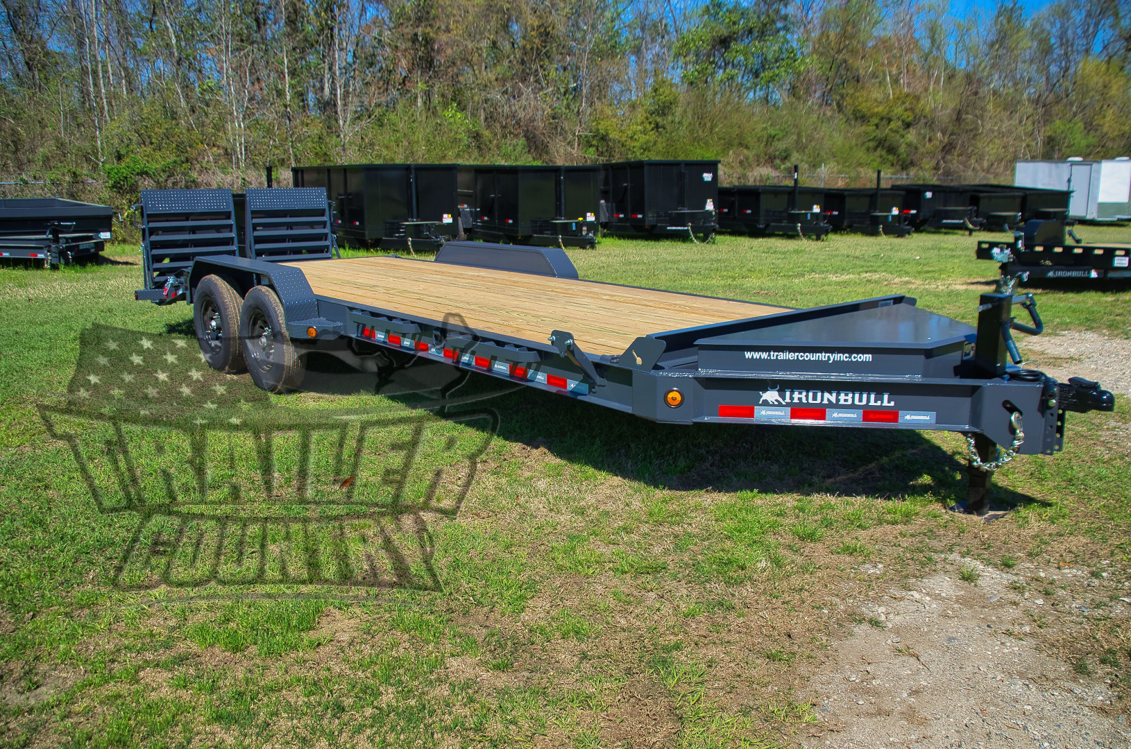 New 2026 New 7' x 22' (19' + 3') Heavy Duty 14K Heavy Equipment Trailer w/ Spring Assisted Rampage Ramps & Heavy Duty 8  I-Beam Main Frame
