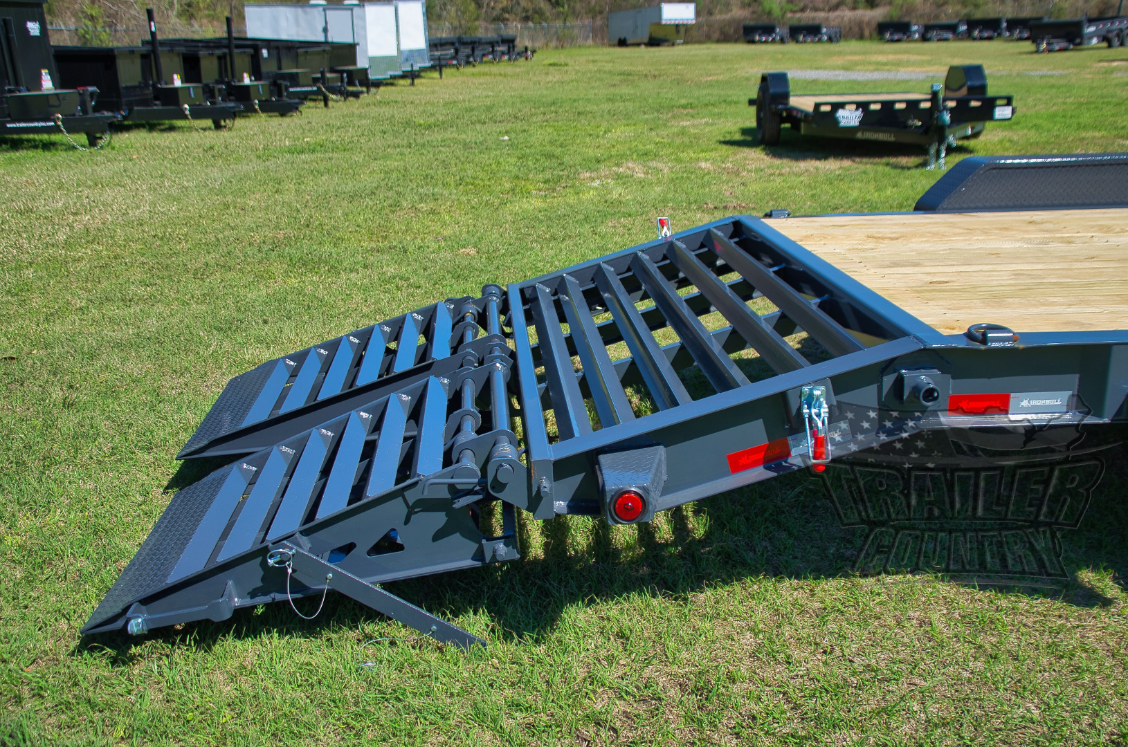 New 2026 New 7' x 22' (19' + 3') Heavy Duty 14K Heavy Equipment Trailer w/ Spring Assisted Rampage Ramps & Heavy Duty 8" I-Beam Main Frame