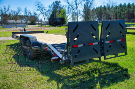 New 2026 New 7' x 22' (19' + 3') Heavy Duty 14K Heavy Equipment Trailer w/ Spring Assisted Rampage Ramps & Heavy Duty 8" I-Beam Main Frame