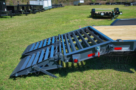 New 2026 New 7' x 22' (19' + 3') Heavy Duty 14K Heavy Equipment Trailer w/ Spring Assisted Rampage Ramps & Heavy Duty 8" I-Beam Main Frame