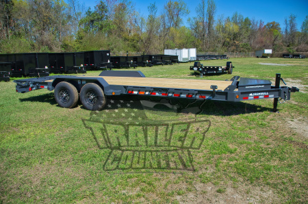 New 2026 New 7' x 22' (19' + 3') Heavy Duty 14K Heavy Equipment Trailer w/ Spring Assisted Rampage Ramps & Heavy Duty 8" I-Beam Main Frame
