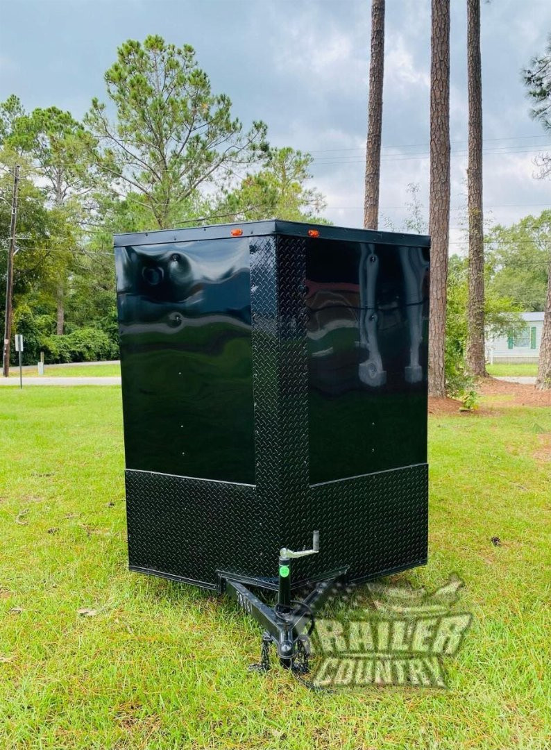 New NEW Model 6 X 12 Single Axle, V-Nosed Enclosed Blacked Out Motorcycle Cargo Trailer