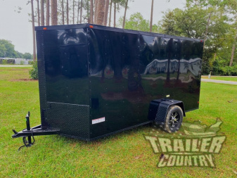 New NEW Model 6 X 12 Single Axle, V-Nosed Enclosed Blacked Out Motorcycle Cargo Trailer