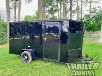 New NEW Model 6 X 12 Single Axle, V-Nosed Enclosed Blacked Out Motorcycle Cargo Trailer