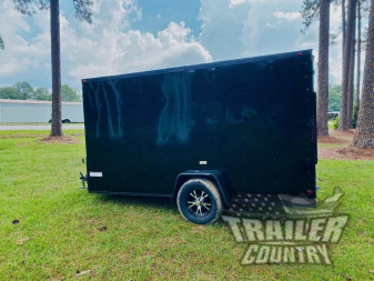 New NEW Model 6 X 12 Single Axle, V-Nosed Enclosed Blacked Out Motorcycle Cargo Trailer