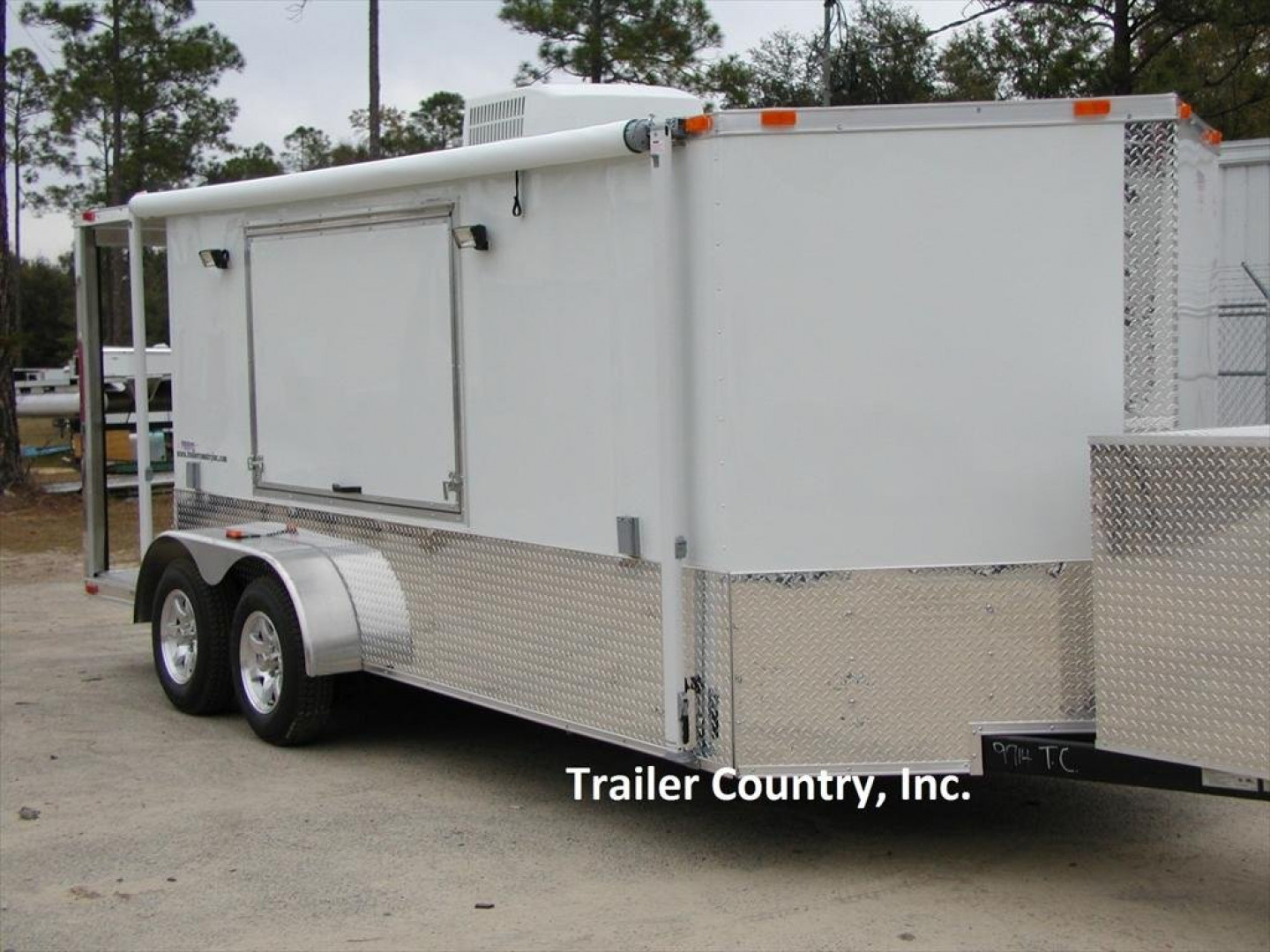 New 2026 NEW 7 X 14 + 4' Open Porch TAIL GATE CONCESSION TRAILER LOADED W/ OPTIONS