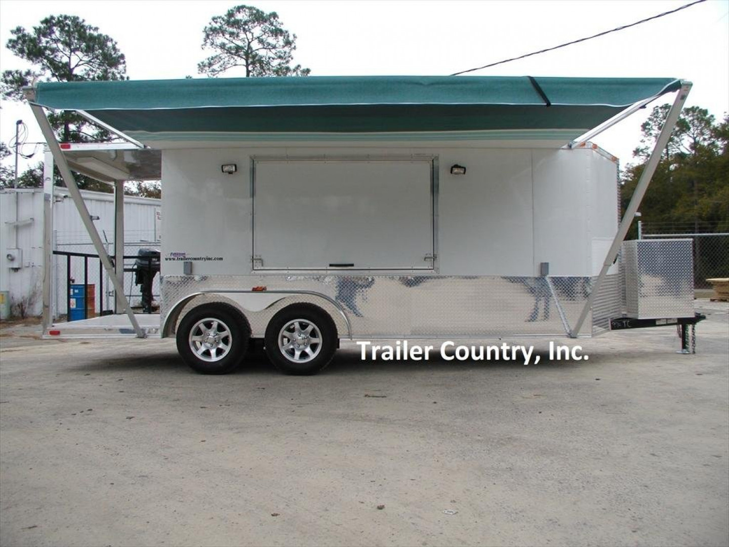 New 2026 NEW 7 X 14 + 4' Open Porch TAIL GATE CONCESSION TRAILER LOADED W/ OPTIONS
