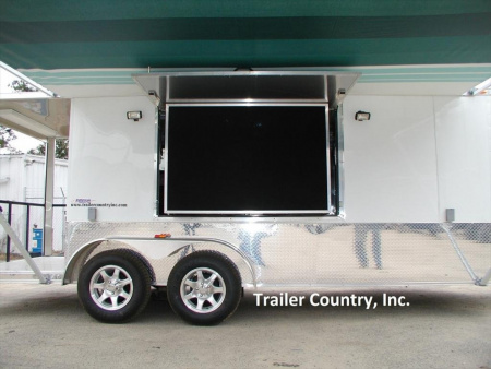 New 2026 NEW 7 X 14 + 4' Open Porch TAIL GATE CONCESSION TRAILER LOADED W/ OPTIONS