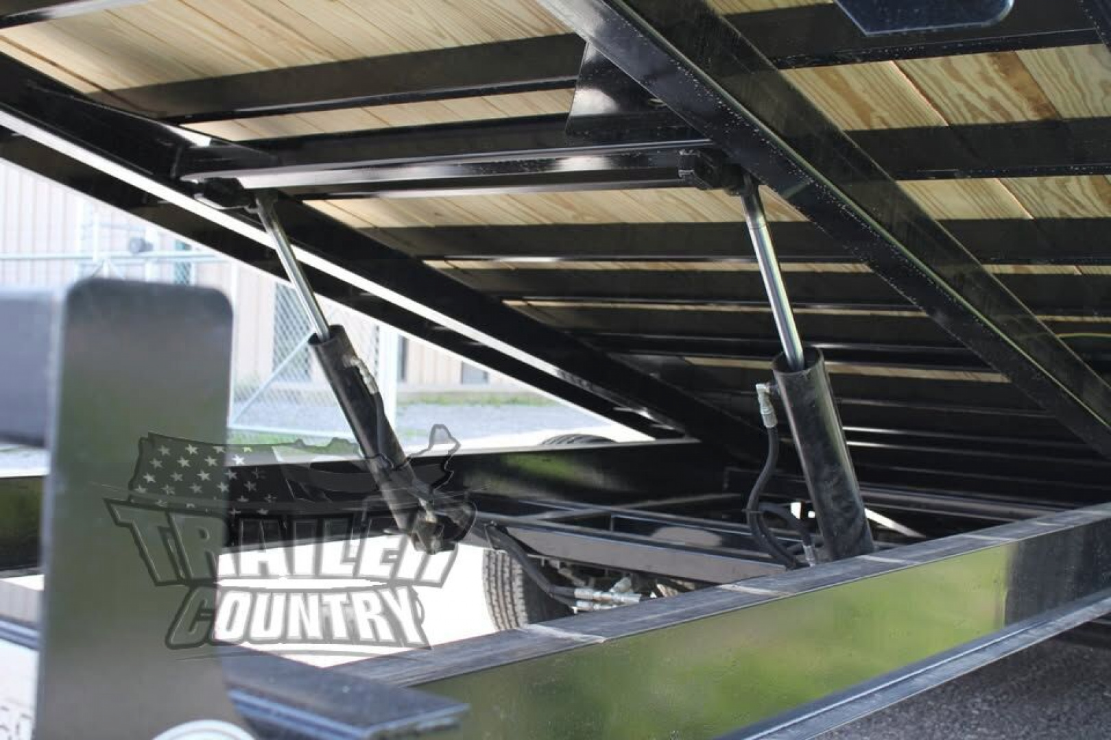 New 2026 New 102'' x 22' Heavy Duty Bumper Pull Wood Deck Power Up & Down Tilt Deck Trailer