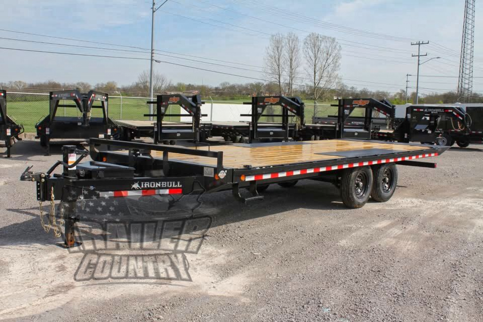 New 2026 New 102'' x 22' Heavy Duty Bumper Pull Wood Deck Power Up & Down Tilt Deck Trailer