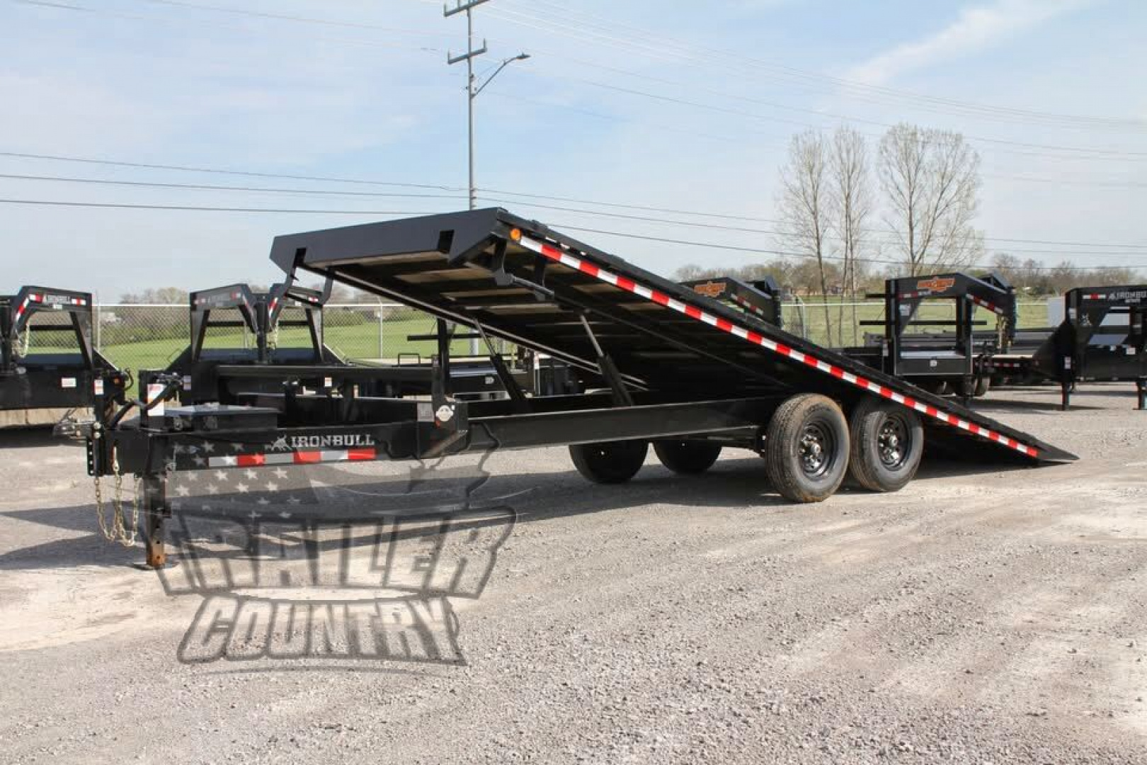 New 2026 New 102'' x 22' Heavy Duty Bumper Pull Wood Deck Power Up & Down Tilt Deck Trailer