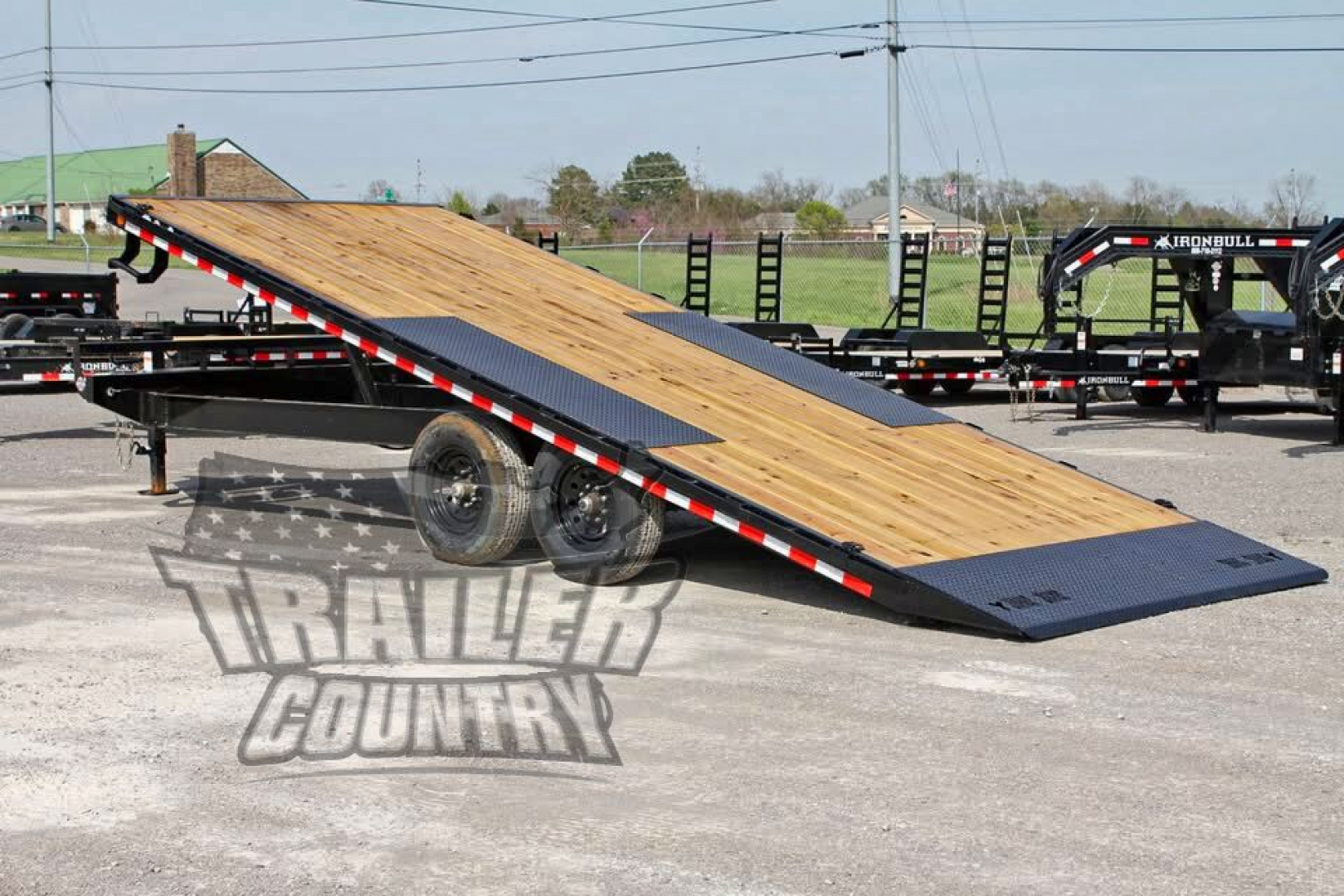 New 2026 New 102'' x 22' Heavy Duty Bumper Pull Wood Deck Power Up & Down Tilt Deck Trailer
