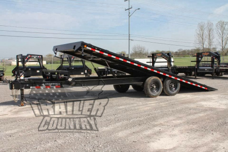 New 2026 New 102'' x 22' Heavy Duty Bumper Pull Wood Deck Power Up & Down Tilt Deck Trailer