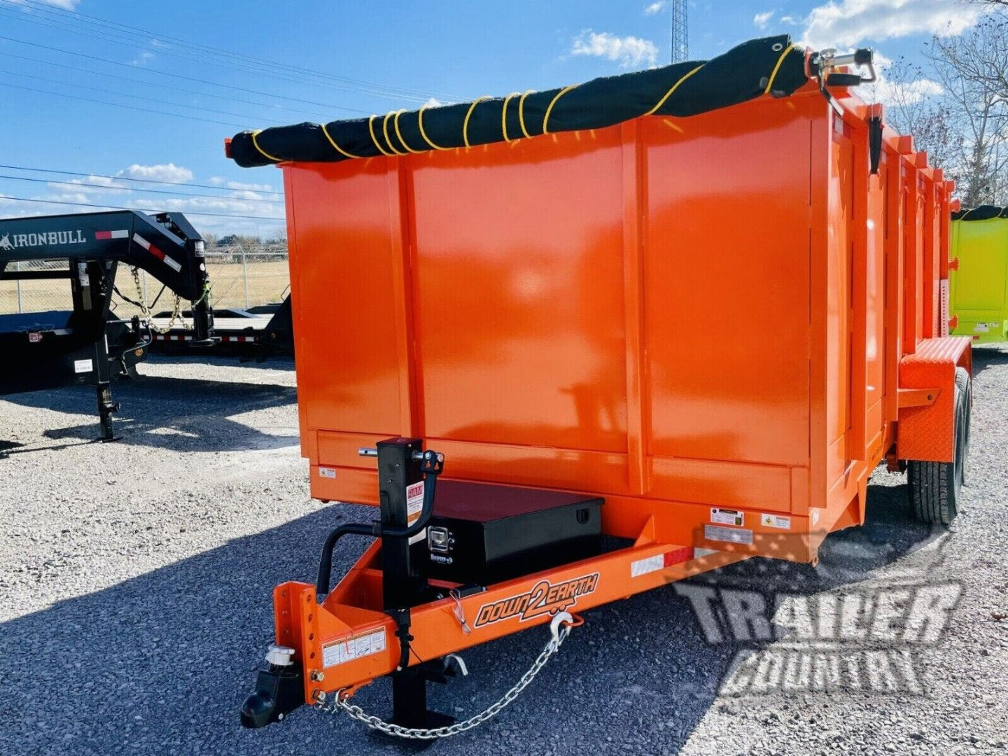 New NEW 7' x 16'  Hydraulic Dump Trailer w/ 48" High Sides, 1 Piece Floor **ORANGE**