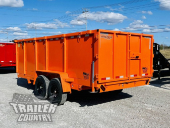 New NEW 7' x 16'  Hydraulic Dump Trailer w/ 48" High Sides, 1 Piece Floor **ORANGE**