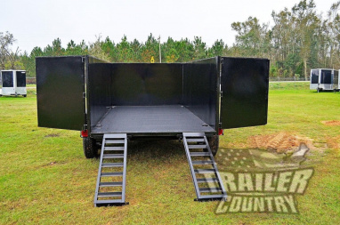 New 7' x 14' Bumper Pull Hydraulic Dump Trailer w/Rear Doors & Removable Ramps